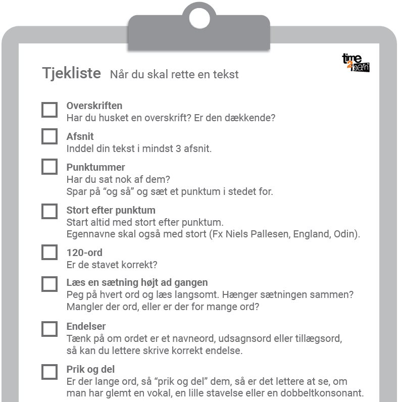 Korrektur: Tjekliste